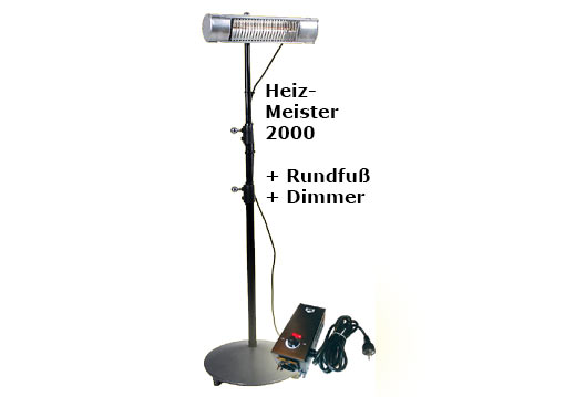 HeizMeister 2000 IP 65 mit Dimmer und Rundfuß Stativ